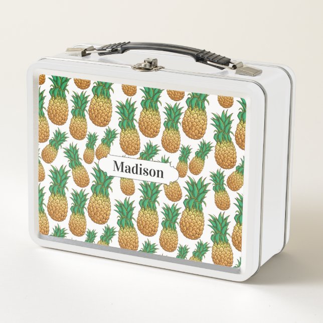 Pineapples Pattern custom name lunch boxes (Front)