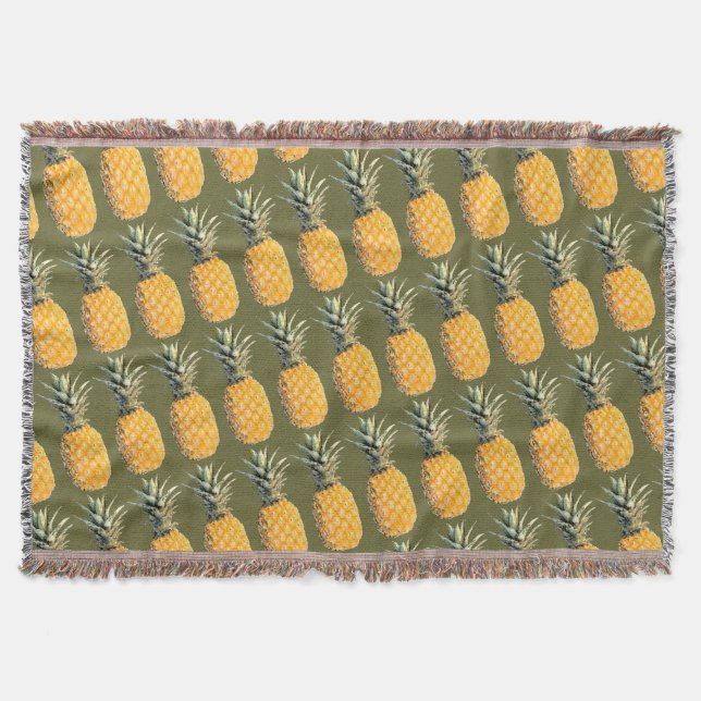 Pineapples Pattern Throw Blanket (Front)