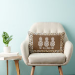 Pineapples Personalized Lumbar Pillow<br><div class="desc">Three pineapples accent this lumbar pillow,  great for your home or a gift for a new homeowner personalized with your family name on a woven wood print pattern. (Not actual wood,  it is an illustration printed in full colour.)</div>