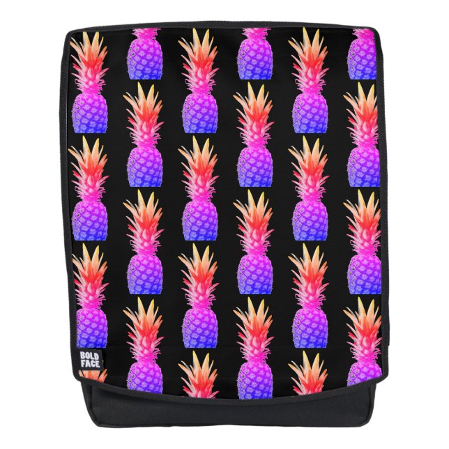 Pineapples Piñas Ombré Orange Pink & Purple Backpack (Front)