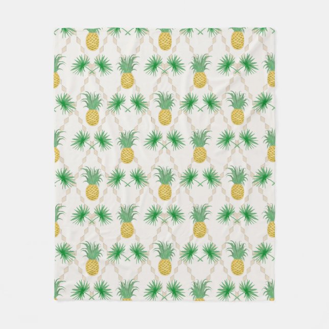 Pineapples, retro fleece blanket (Front)