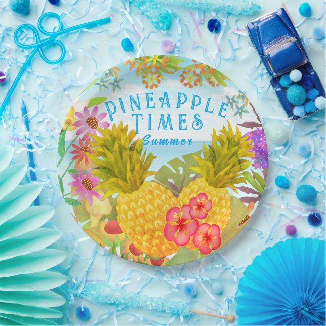 Pineapples Sea Floral Paper Plate (Party)