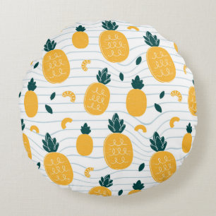 Pineapples seamless pattern round pillow