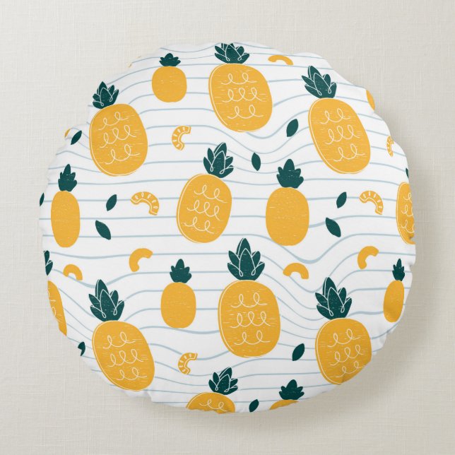 Pineapples seamless pattern round pillow (Front)