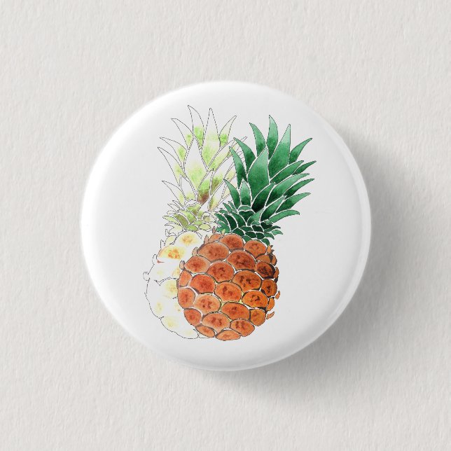 Pineapples, sweet couple . 1 inch round button (Front)