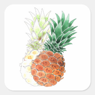 Pineapples, sweet couple, square sticker