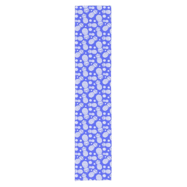 Pineapples tropical blue white table runner (Front)