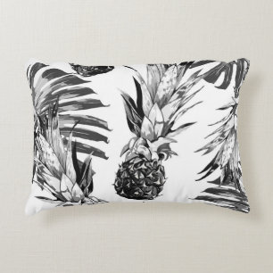 Pineapples, tropical jungle leaves. Beautiful seam Accent Pillow