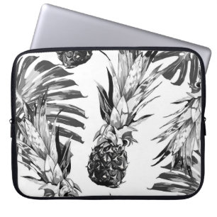 Pineapples, tropical jungle leaves. Beautiful seam Laptop Sleeve