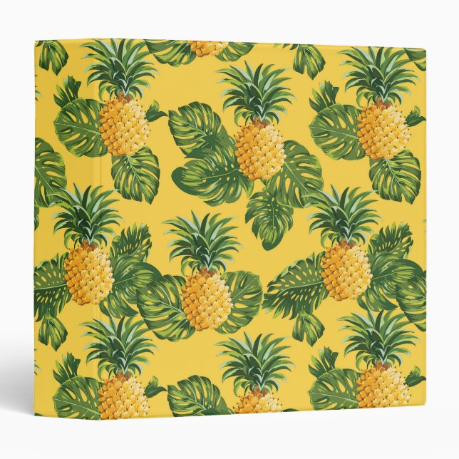 Pineapples & Tropical Leaves On Gold Binder (Front/Spine)