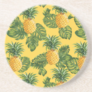 Pineapples & Tropical Leaves On Gold Coaster