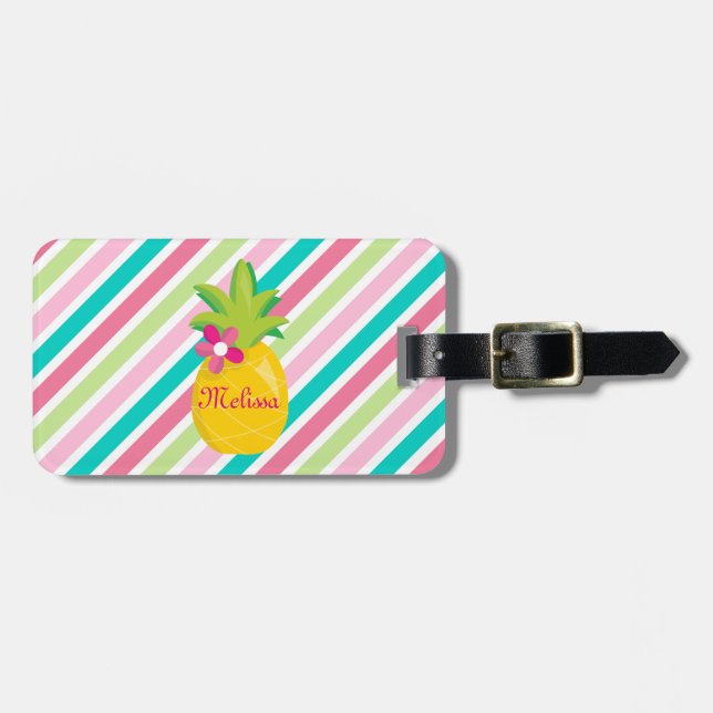 Pineapples Tropical Personalized Luggage Tag (Front Horizontal)