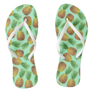 Pineapples watercolor 2 flip flops