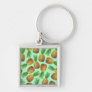 Pineapples watercolor 2 keychain