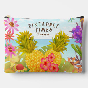 Pineapples with Floral Accessory Pouch
