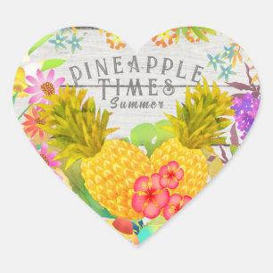 Pineapples with Floral Heart Sticker