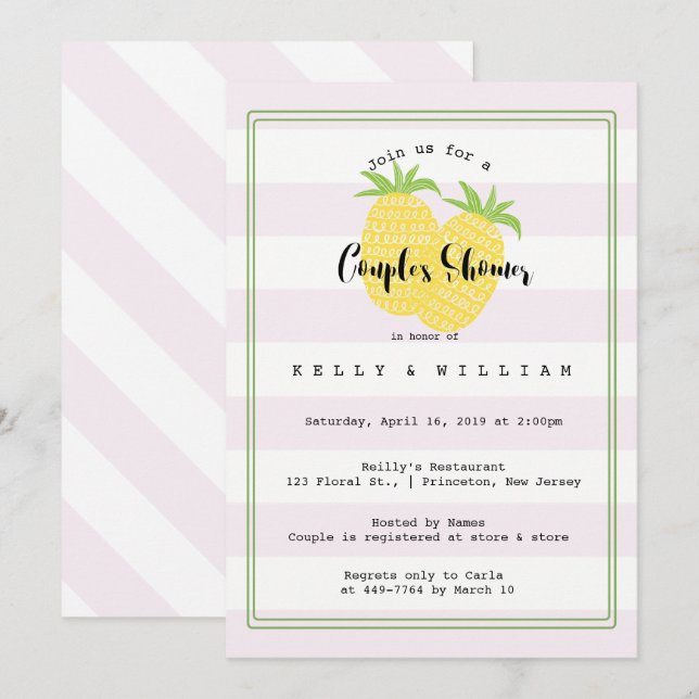 Pineappy Couple Tropical Couple Shower Invitation (Devant / Derrière)