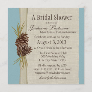 Pinecone and Burlap Look Bridal Shower Invitation