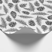 Pinecone and fir tree Christmas pattern. Winter