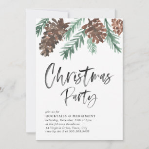 Pinecone Christmas   Holiday Party Invitation