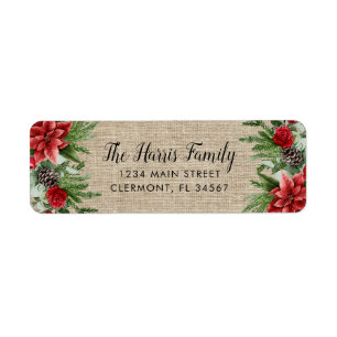 Pinecone d'épinette et Poinsettia sur Burlap