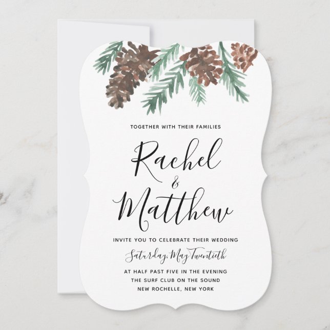 Pinecone d'hiver| Faire-part de mariage (Devant)