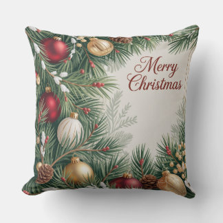 Pinecone Festive Frame Throw Pillow