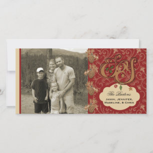 Pinecone Joy Christmas Holiday Photo Card
