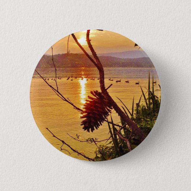 Pinecone Lake sunset 2 Inch Round Button (Front)