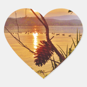 Pinecone Lake sunset Heart Sticker