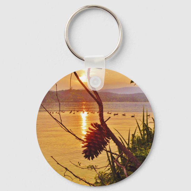 Pinecone Lake sunset Keychain (Front)
