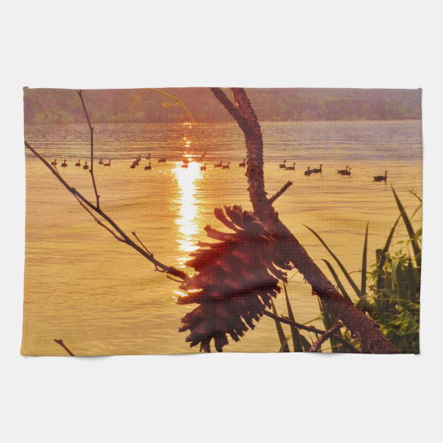 Pinecone Lake sunset Kitchen Towel (Horizontal)