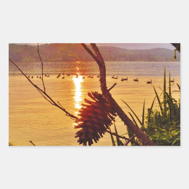 Pinecone Lake sunset Sticker (Front)