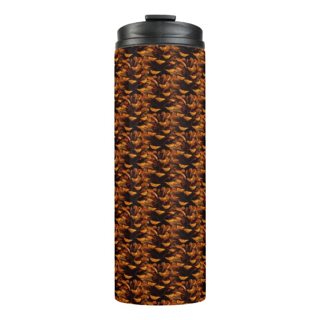 Pinecone pattern rustic fall nature brown thermal tumbler (Front)