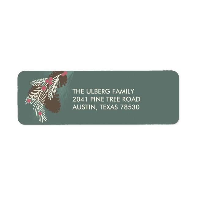 Pinecone Peace & Joy Holiday Return Address Labels (Front)