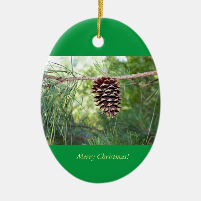 Pinecone Photo Ceramic Ornament (Front)