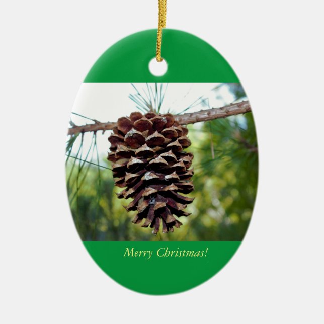 Pinecone Photo Ceramic Ornament (Front)