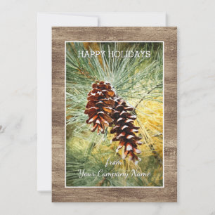 Pinecone Pine Tree Needles Greenery Watercolor Holiday Card