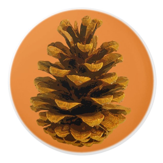 Pinecone rustic nature ceramic knob (Front)