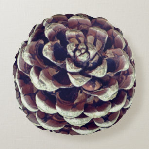 Pinecone rustic nature fall winter round pillow
