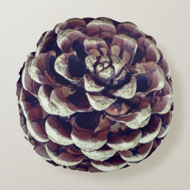 Pinecone rustic nature fall winter  round pillow (Front)