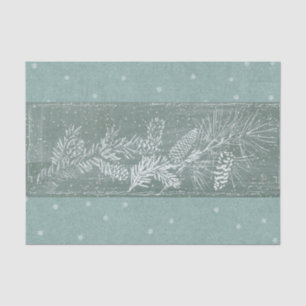 Pinecone Snowflake Teal Green Winter Holiday Craft Tissue Paper