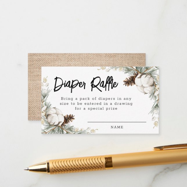 Pinecone Spruce Diaper Raffle Cards (Front/Back In Situ)