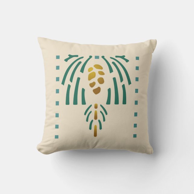 Pinecone Stencil Throw Pillow (Front)