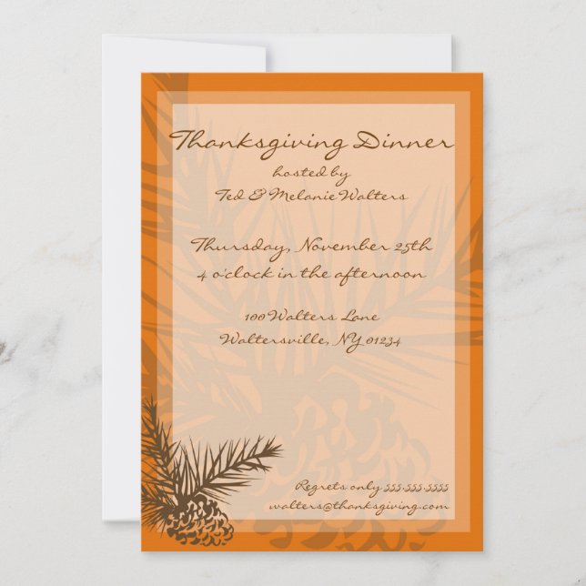 Pinecone Thanksgiving Dinner Party Invitations (Front)