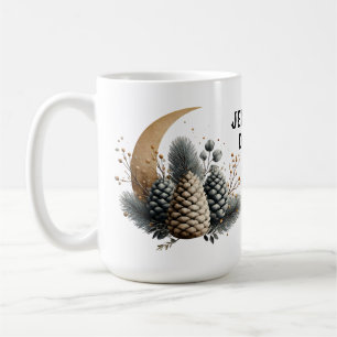 Pinecones and Crescent Moon Winter Love Coffee Mug