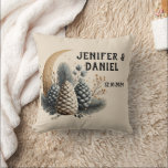 Pinecones and Crescent Moon Winter Love Throw Pillow<br><div class="desc">Inspired by the peaceful beauty of a winter night, this enchanting Pinecones and Crescent Moon design combines the warmth of nature with the magic of love. Featuring elegant pinecones, frosted branches, and a glowing crescent moon, it captures the essence of a cozy, romantic winter atmosphere. Perfect for couples and newlyweds,...</div>