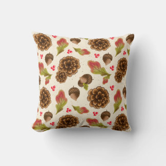 Pinecones autumn and forest theme design throw pillow