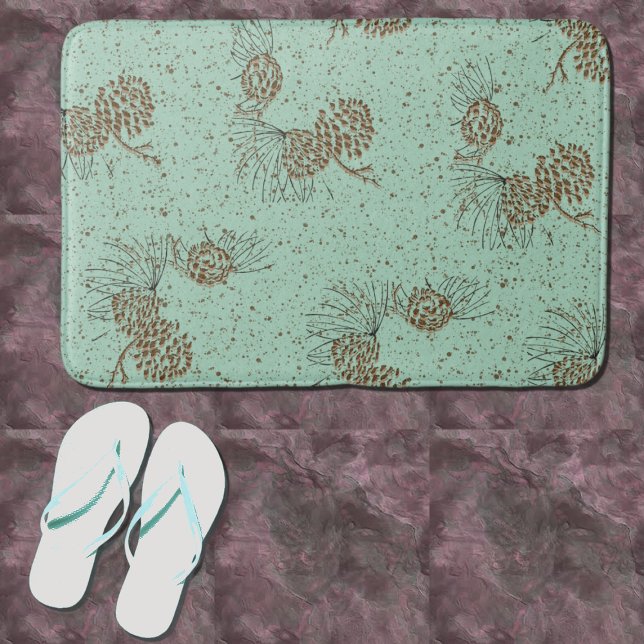 Pinecones Cabin Bath Mat (Creator Uploaded)