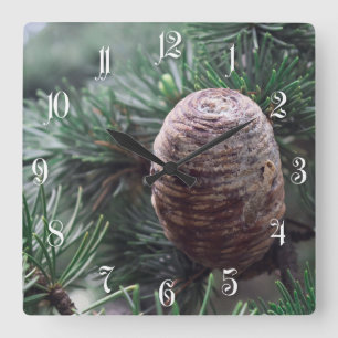 Pinecones Square Wall Clock